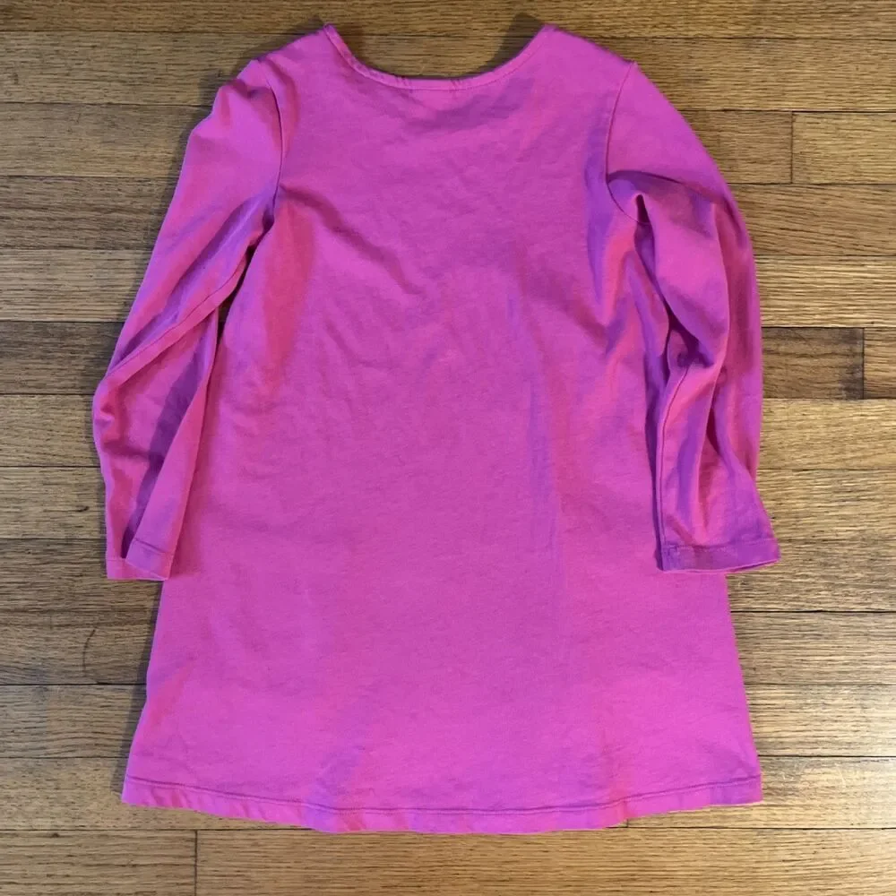 Hanna Andersson Girls Pink Long Sleeve Dress Unicorn Pocket Organic Size 6-7
